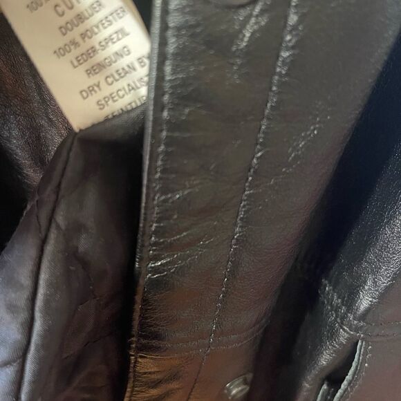 Genuine leather by Manzoor Black Men trench bicker coat snap  buttons SZXXXL - Picture 13 of 13